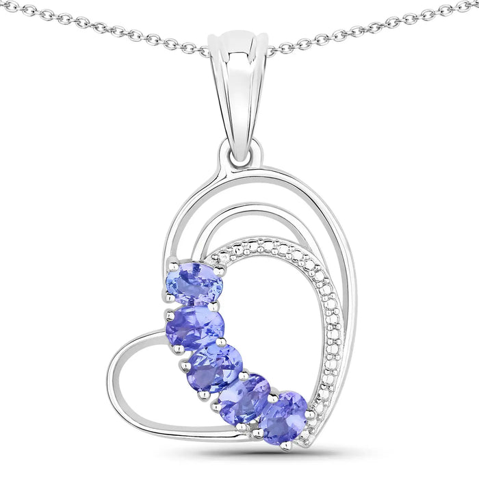 Genuine Tanzanite Heart Pendant Necklace by Fine Color Jewels