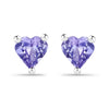 Genuine Tanzanite Heart Stud Earrings