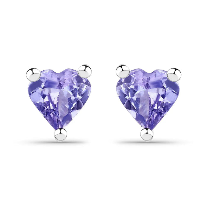 Genuine Tanzanite Heart Stud Earrings by Fine Color Jewels