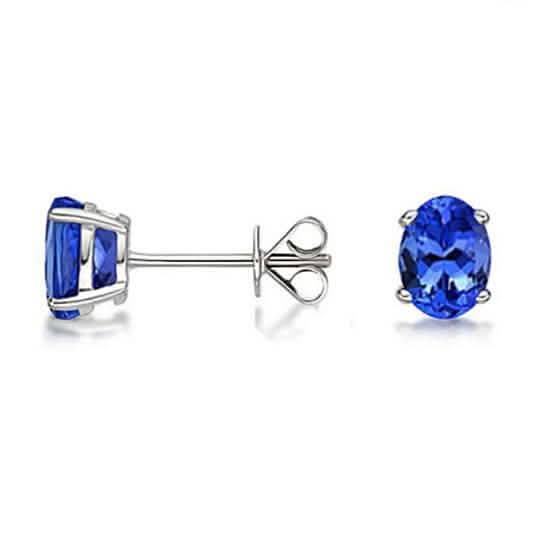 Genuine Tanzanite Oval Studs In Sterling Silver by DailySale