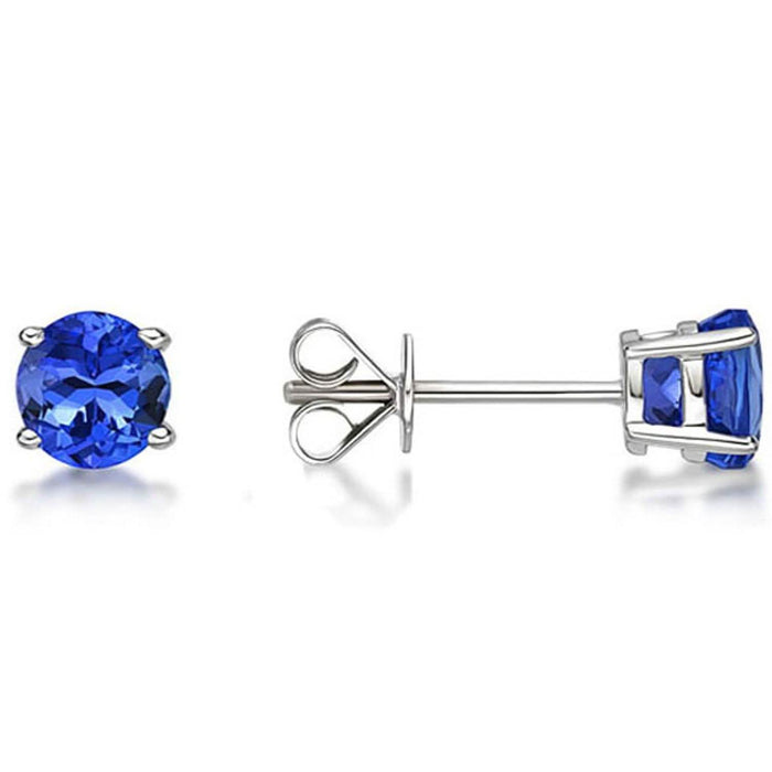 Genuine Tanzanite Round Sterling Silver Studs by DailySale