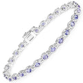 Genuine Tanzanite Tennis Silver Bracelet by Fine Color Jewels