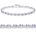 Genuine Tanzanite Tennis Silver Bracelet by Fine Color Jewels