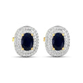 Genuine White Diamond and Blue Sapphire Studs by Fine Color Jewels