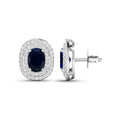 Genuine White Diamond and Blue Sapphire Studs by Fine Color Jewels