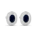 Genuine White Diamond and Blue Sapphire Studs by Fine Color Jewels