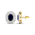 Genuine White Diamond and Blue Sapphire Studs by Fine Color Jewels