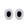 Genuine White Diamond and Blue Sapphire Studs