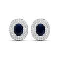 Genuine White Diamond and Blue Sapphire Studs by Fine Color Jewels