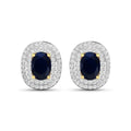 Genuine White Diamond and Blue Sapphire Studs by Fine Color Jewels