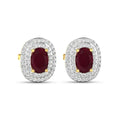 Genuine White Diamond and Ruby Studs by Fine Color Jewels