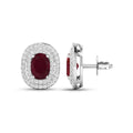Genuine White Diamond and Ruby Studs by Fine Color Jewels