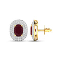 Genuine White Diamond and Ruby Studs by Fine Color Jewels