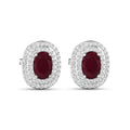 Genuine White Diamond and Ruby Studs by Fine Color Jewels