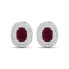 Genuine White Diamond and Ruby Studs
