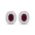 Genuine White Diamond and Ruby Studs by Fine Color Jewels