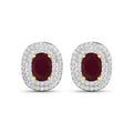Genuine White Diamond and Ruby Studs by Fine Color Jewels