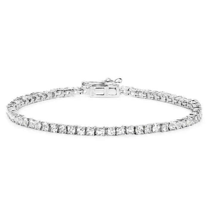 Genuine White Topaz Tennis Bracelet Silver by Fine Color Jewels
