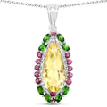 Genuine Yellow Citrine Drop Pendant Necklace by Fine Color Jewels