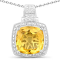 Genuine Yellow Citrine Pendant Necklace by Fine Color Jewels