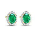 Genuine Zambian Emerald and Diamond Stud Earrings by Fine Color Jewels