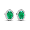 Genuine Zambian Emerald and Diamond Stud Earrings by Fine Color Jewels