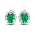 Genuine Zambian Emerald and Diamond Stud Earrings by Fine Color Jewels