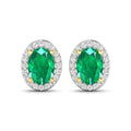 Genuine Zambian Emerald and Diamond Stud Earrings by Fine Color Jewels