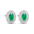 Genuine Zambian Emerald and Diamond Studs by Fine Color Jewels