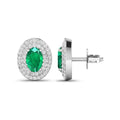 Genuine Zambian Emerald and Diamond Studs by Fine Color Jewels