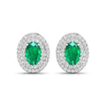 Genuine Zambian Emerald and Diamond Studs by Fine Color Jewels