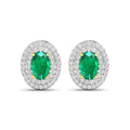 Genuine Zambian Emerald and Diamond Studs by Fine Color Jewels