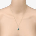 Genuine Zambian Emerald and White Diamond 14K Gold Crossover Pendant by Fine Color Jewels