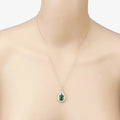 Genuine Zambian Emerald and White Diamond 14K Gold Drop Pendant by Fine Color Jewels