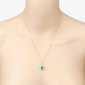 Genuine Zambian Emerald and White Diamond 14K Gold Halo Pendant by Fine Color Jewels