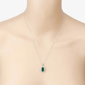 Genuine Zambian Emerald and White Diamond 14K White Gold Pendant by Fine Color Jewels