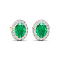 Genuine Zambian Emerald and White Diamond Earrings Stud by Fine Color Jewels