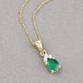 Genuine Zambian Emerald Diamond 10K Yellow Gold Pendant by Fine Color Jewels