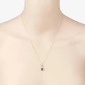 Genuine Zambian Emerald Diamond 10K Yellow Gold Pendant by Fine Color Jewels