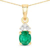 Genuine Zambian Emerald Diamond 10K Yellow Gold Pendant