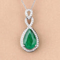 Genuine Zambian Emerald Diamond 14K Gold Statement Pendant by Fine Color Jewels