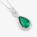 Genuine Zambian Emerald Diamond 14K Gold Statement Pendant by Fine Color Jewels