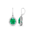 Genuine Zambian Emerald Diamond Dangle Earrings by Fine Color Jewels