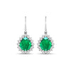Genuine Zambian Emerald Diamond Dangle Earrings