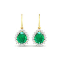 Genuine Zambian Emerald Diamond Dangle Earrings by Fine Color Jewels