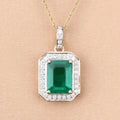 Genuine Zambian Green Emerald White Diamond 14K Gold Pendant by Fine Color Jewels