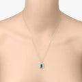 Genuine Zambian Green Emerald White Diamond 14K Gold Pendant by Fine Color Jewels