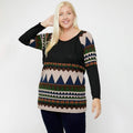 Geometric Print-Contrast Tunic by DailySale