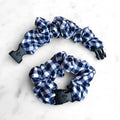 Gingham Navy Buckle Scrunchie - No Snagging, No Tangles by Buckle Scrunchies by RE.STATEMENT