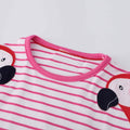 Girls Cotton Long Sleeve Casual Cartoon Appliques Striped Jersey Dress by DailySale